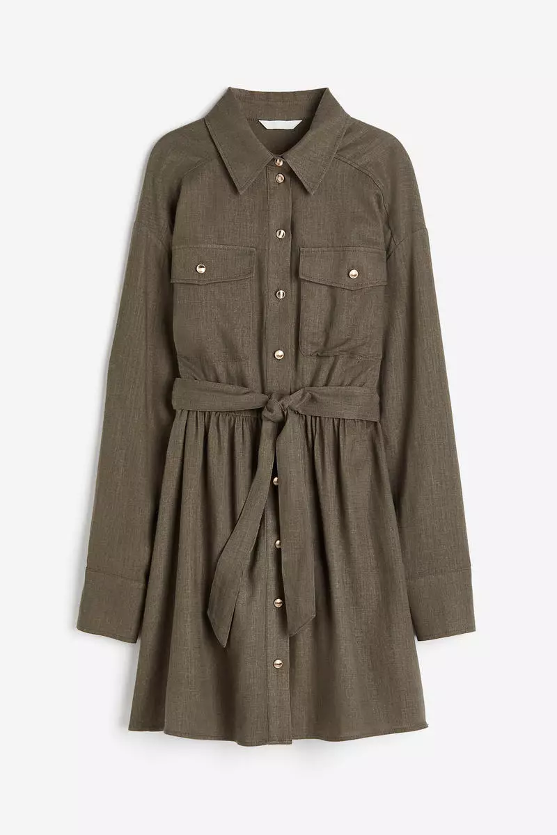 Linen-blend shirt dress