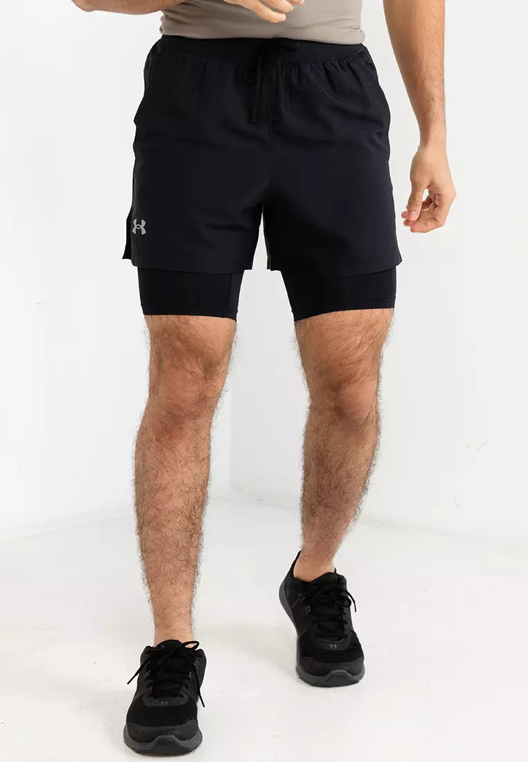 Two-in-one sports shorts with contrast details Vector Image