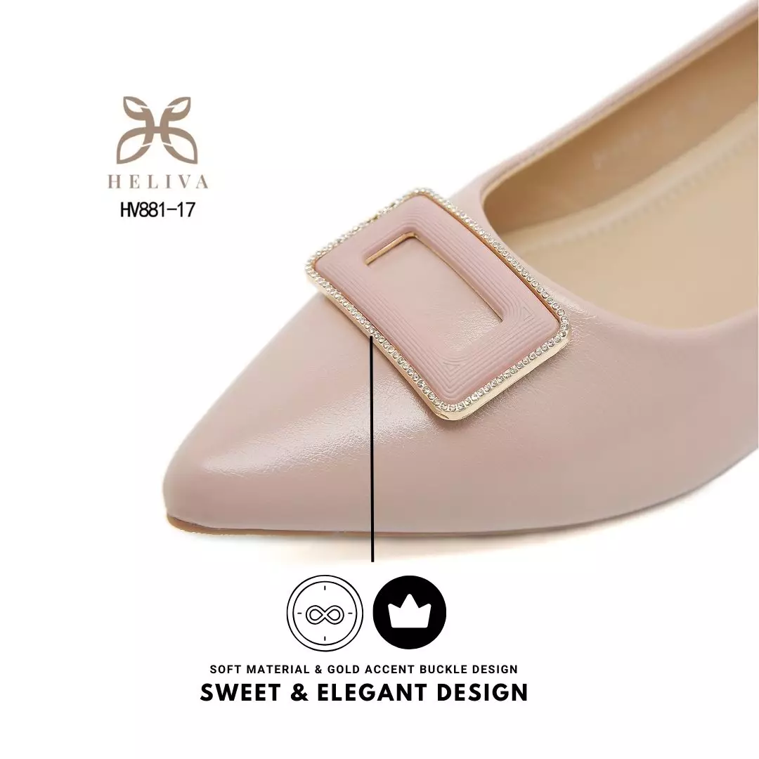 Heliva Loretta Semi Glossy Flats with Sparkling Buckle & Feminine Pointed Toe HV88117