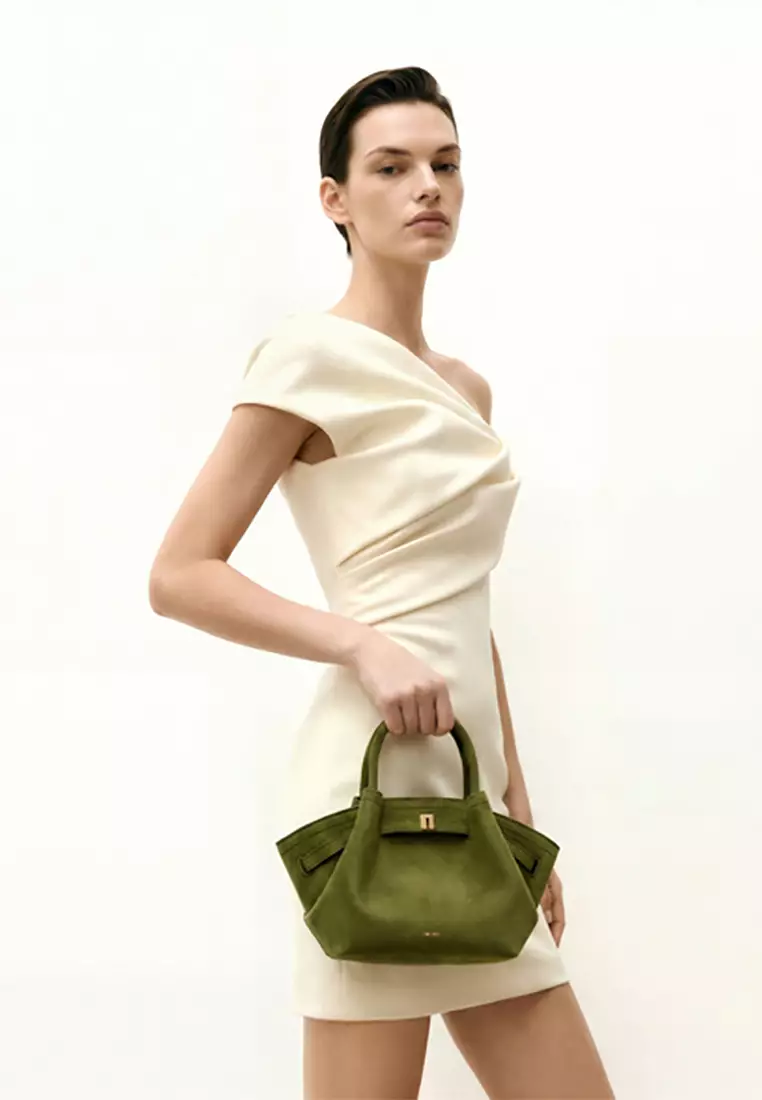 Hana Mini Faux Suede Tote Bag - Olive