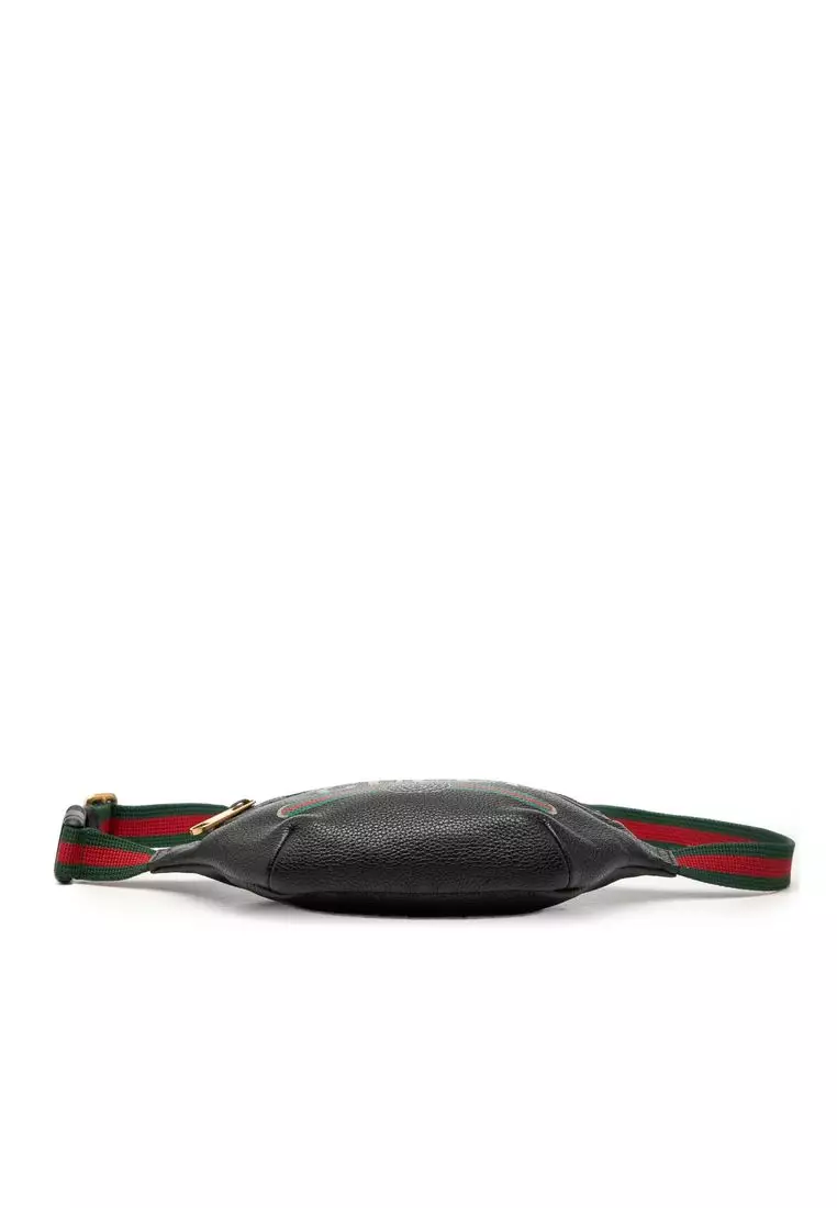 Pre-Loved Gucci Small Grained Calfskin Web Logo Belt Bag