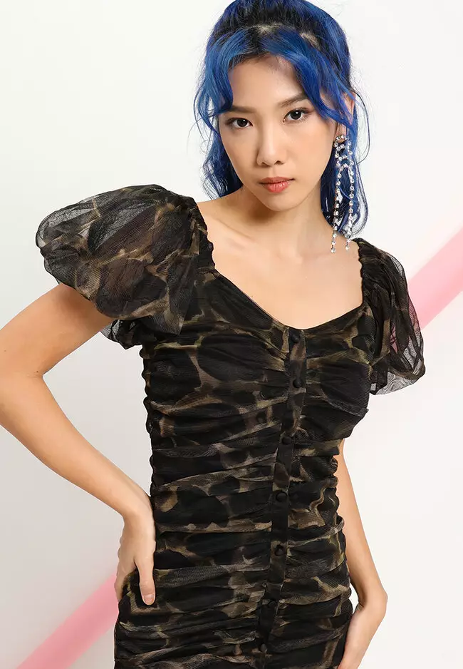 Petite Fitted Ruched Mini Dress