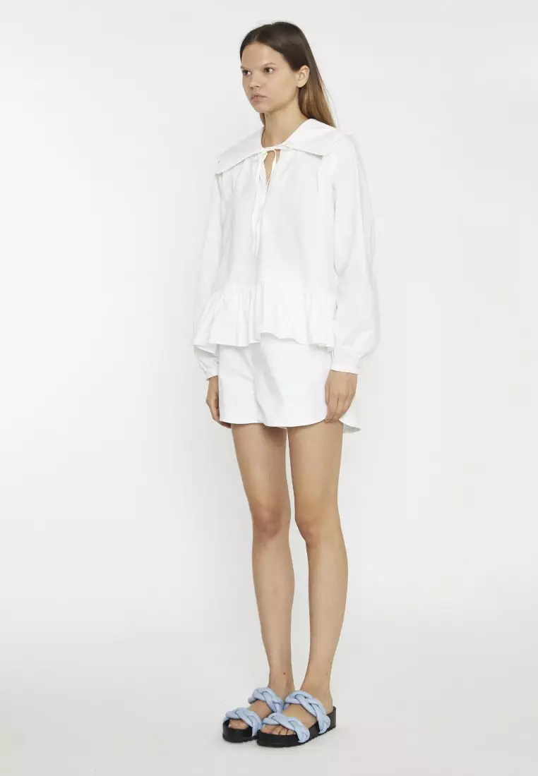 Collared Tie Front Blouse