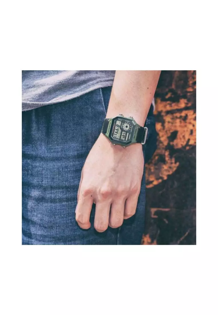 Men's Digital AE-1200WHB-3BV Black Resin Band Sport Watch