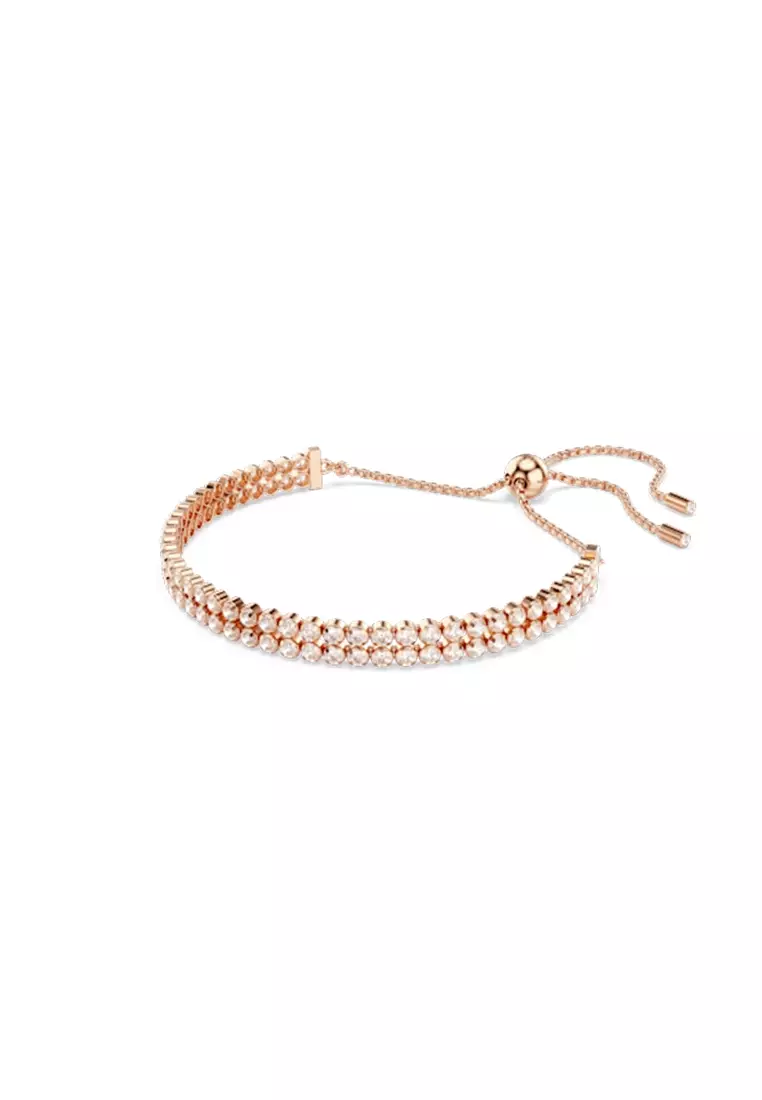 Matrix Tennis Bracelet, Round Cut, White, Rose Gold-Tone Plated