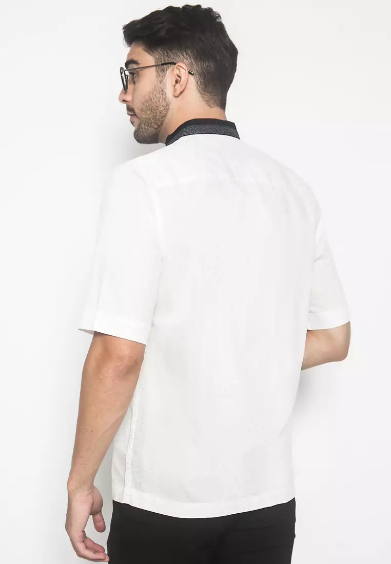 LGS - Kemeja Koko Pria - Lengan Pendek - Motif Digital Print Tengah - Putih - CSH.292.S1026K.322.C