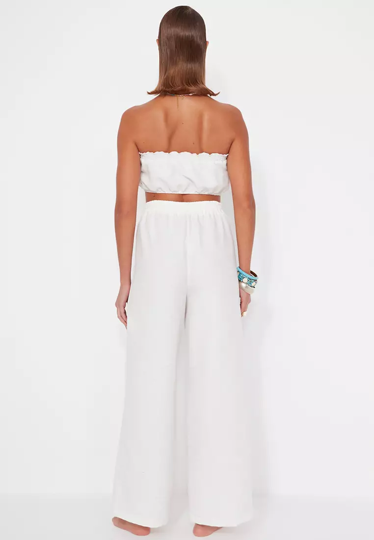 Linen Look Blouse Pants Set