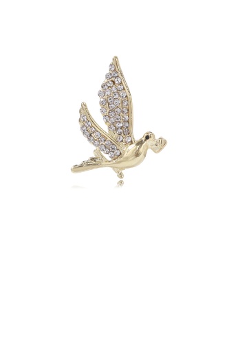 Glamorousky white Simple and Lovely Plated Gold Pigeon Brooch with Cubic Zirconia 0AA18AC80F8D58GS_1