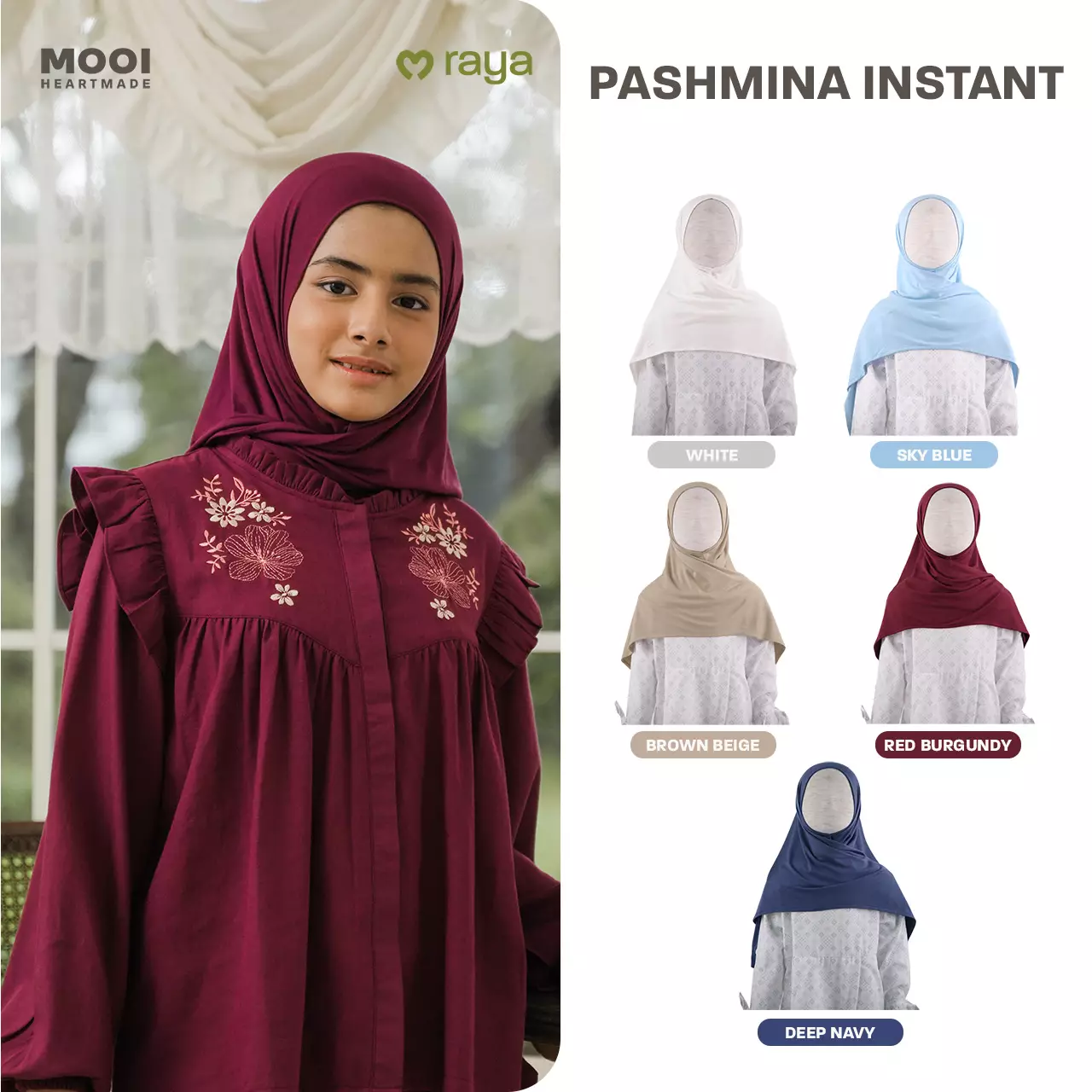 Mooi Pashmina Instan Anak Hijab Anak - Brown Beige