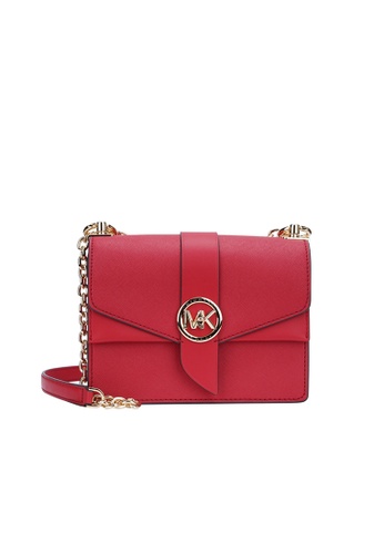 MICHAEL KORS red Michael Kors counter GREENWICH small color matching leather ladies slung envelope bag F3EFEAC7167823GS_1
