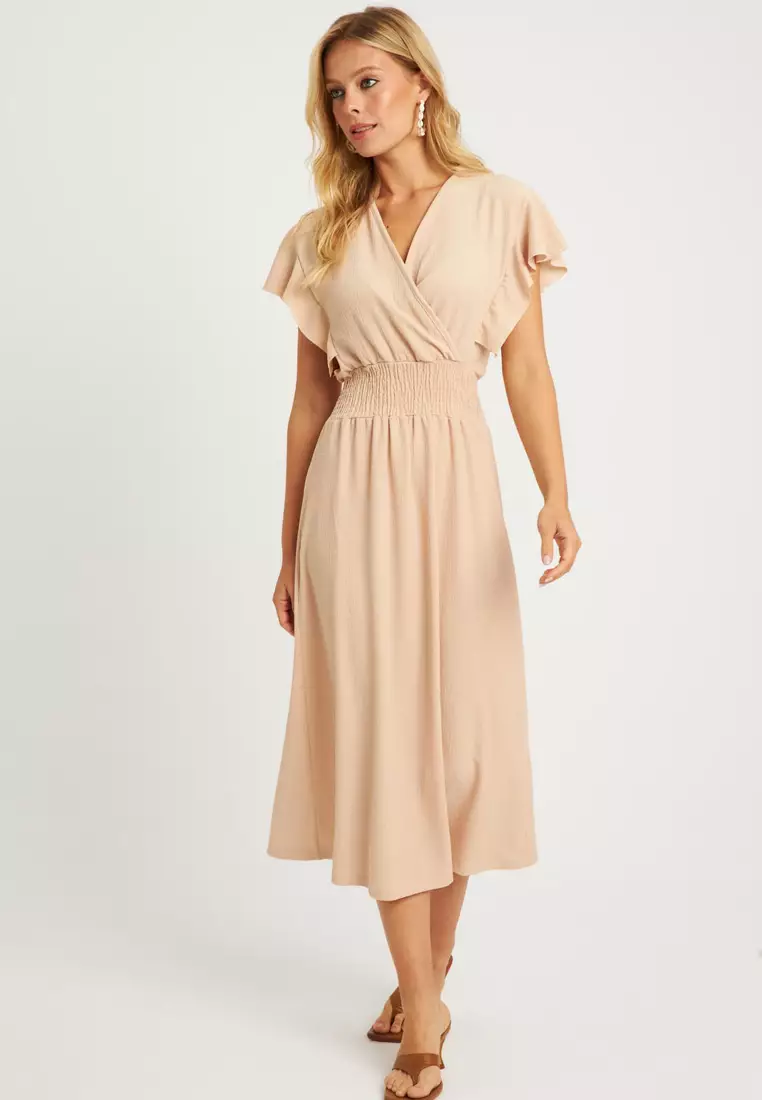 Double Breasted Midi Wrap Dress