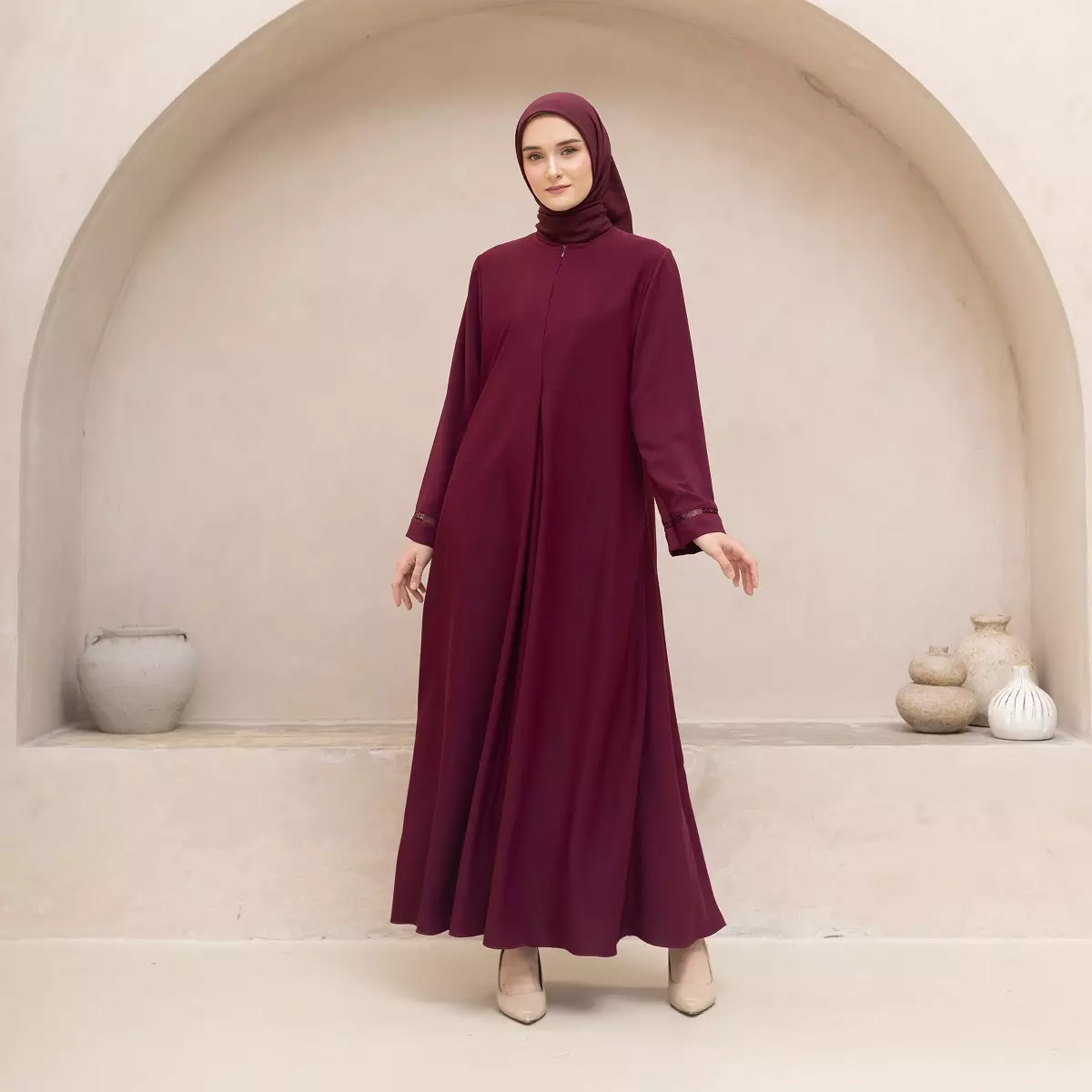 EPC Abaya Samira - Burgundy - Moonlit Elegance Series