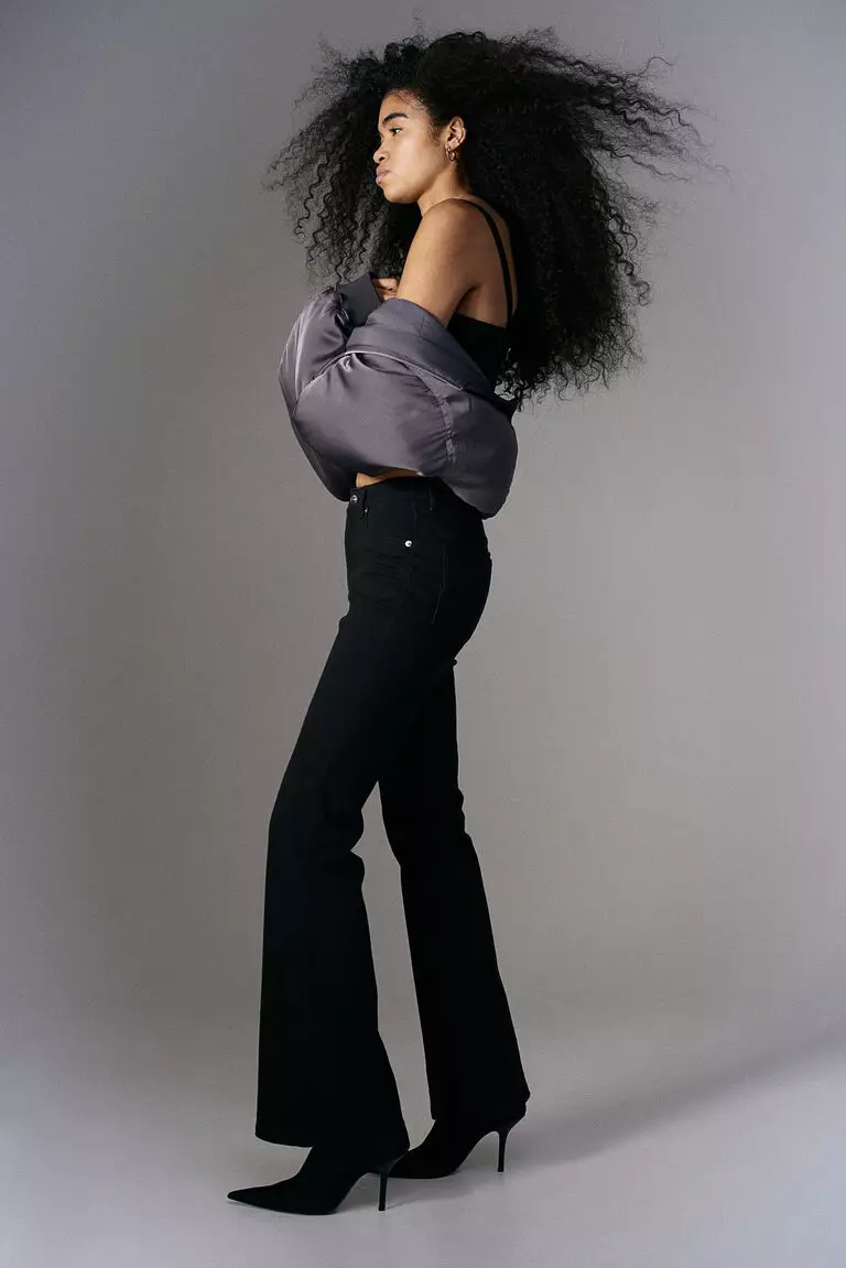 Flared twill trousers