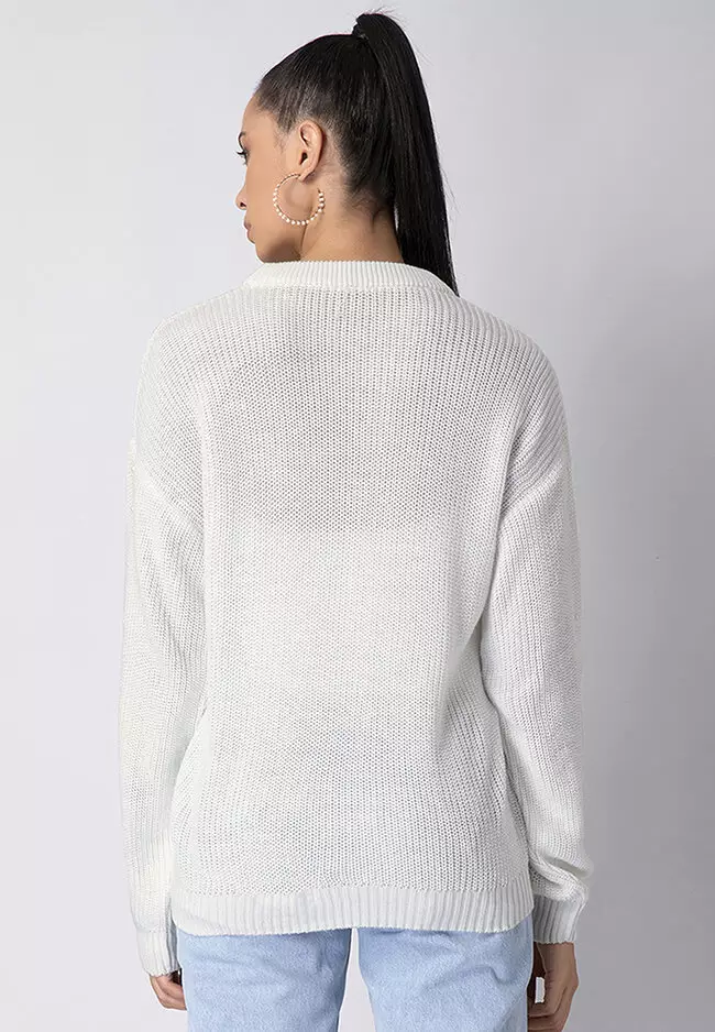 Pearl Embellished Drop Shoulder Sweater