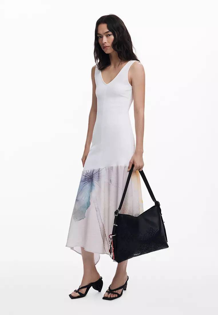 Medium embroidered faux leather bag