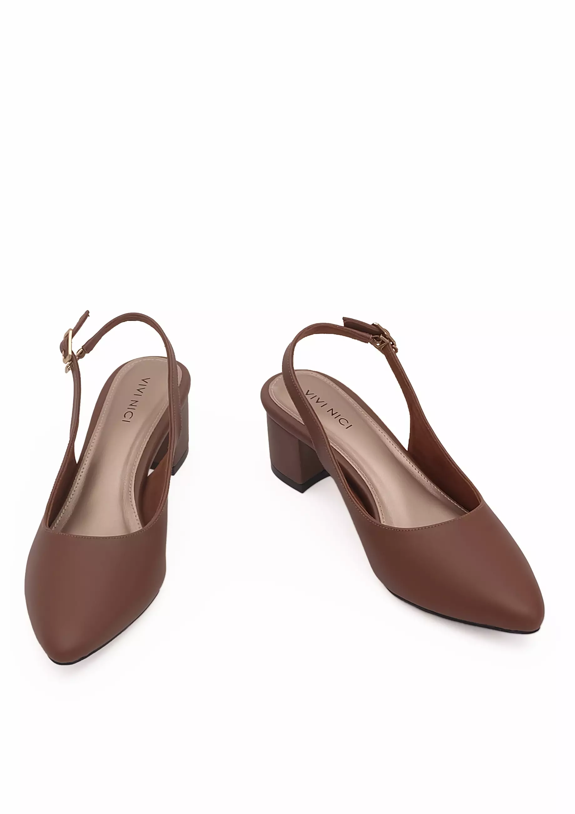 VIVI NICI - Selena Sepatu Sandal Mules Hak 5 cm Downtown Brown