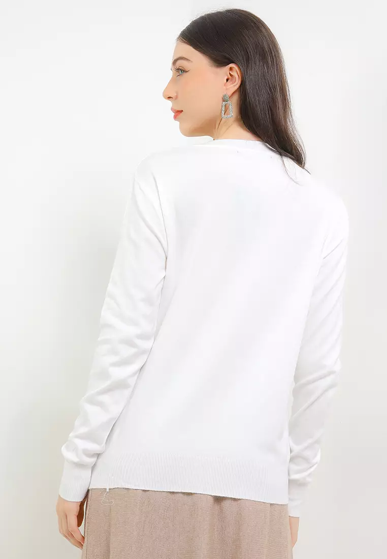 L/S Beaded Flo Knit Sweater