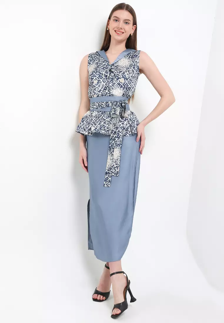 Atasan Blouse Wanita Spesial Seruni Merona Collection Fillea Premium Stretch Silk Blue