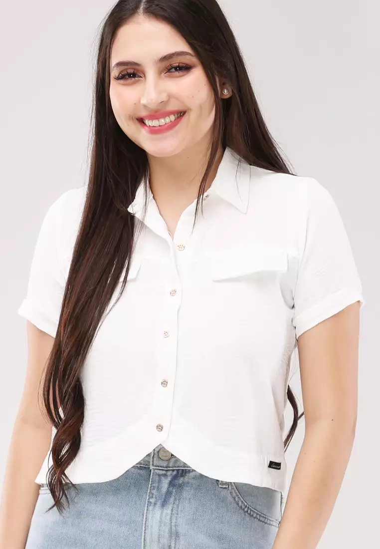 Soft Wrinkle Short Sleeves Blouse