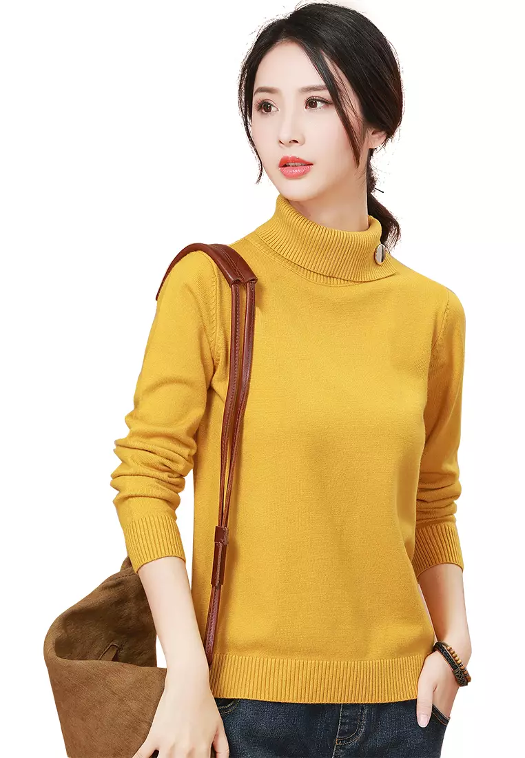 A IN GIRLS Simple And Versatile Turtleneck Sweater 2024 Buy A IN