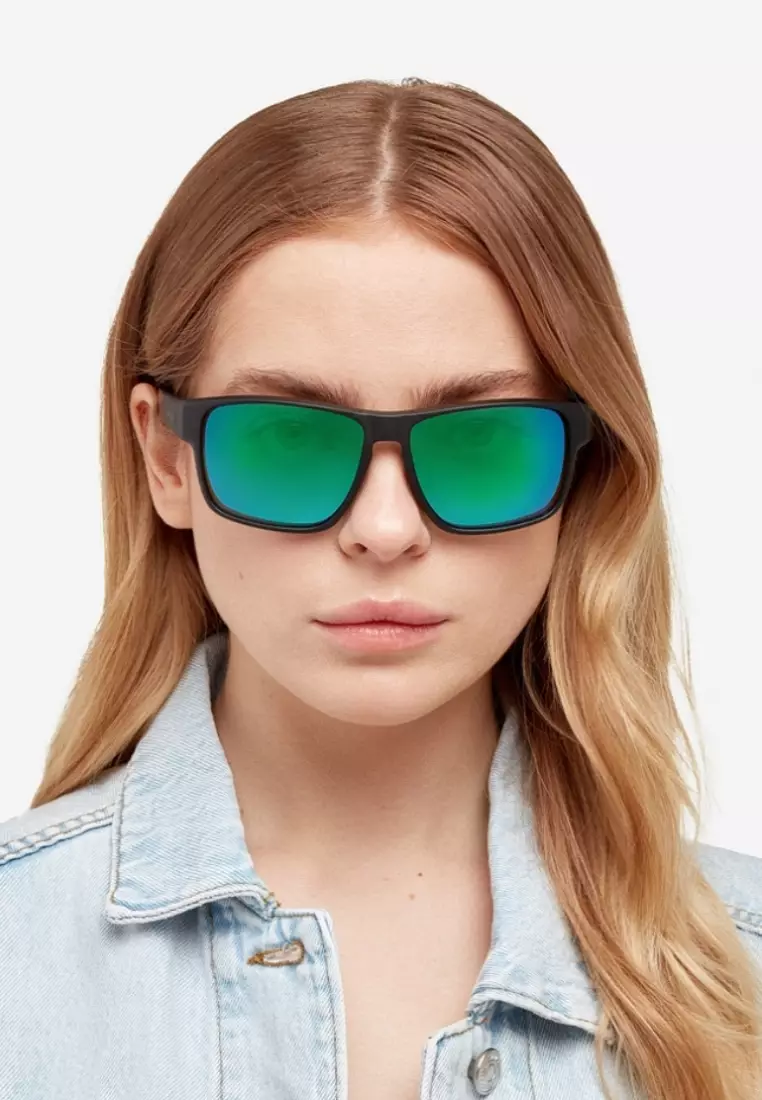 HAWKERS Black Emerald FASTER Sunglasses for Men and Women. UV400 Protection. Official Product Designed in Spain