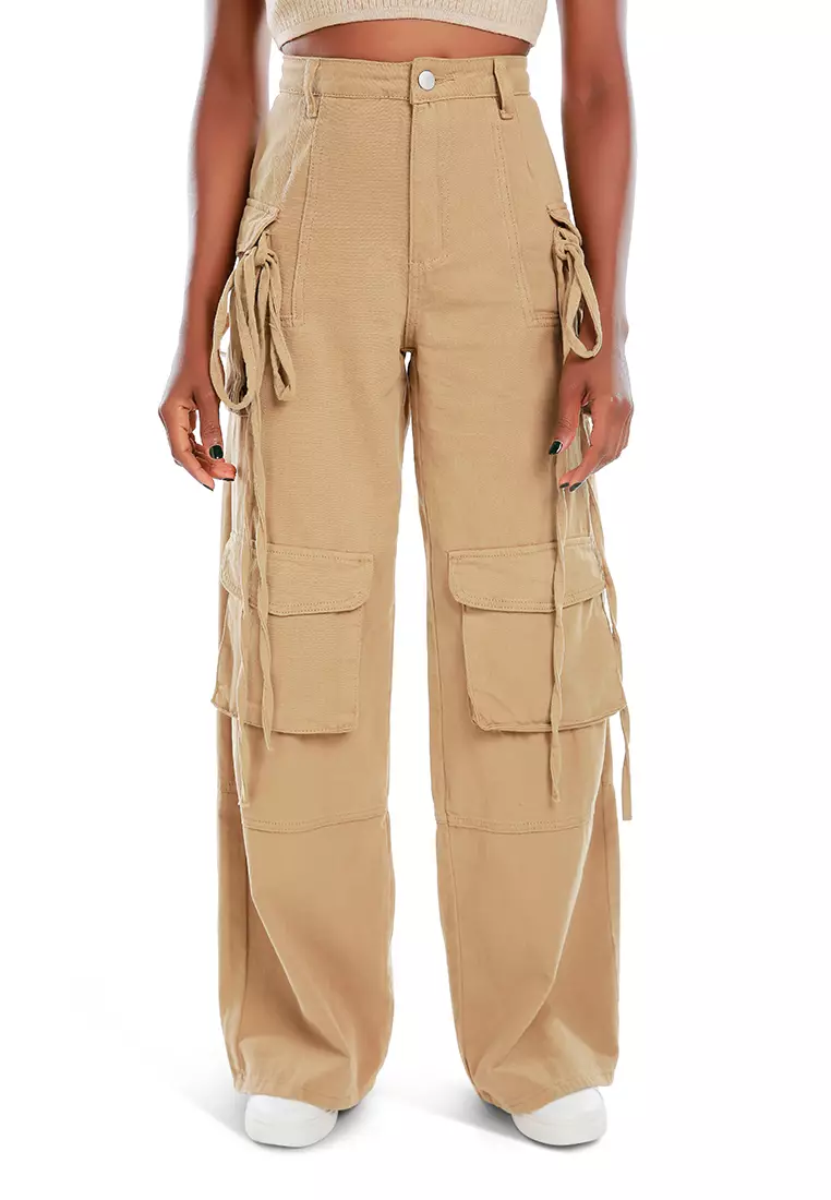 Buy London Rag Utility Drawstring Pocket Pants Camel 2026 Online ...
