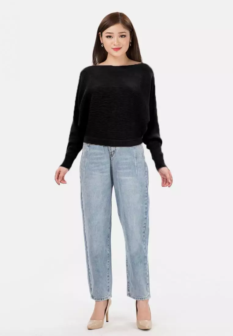 Batwing Sabrina Blouse in Black