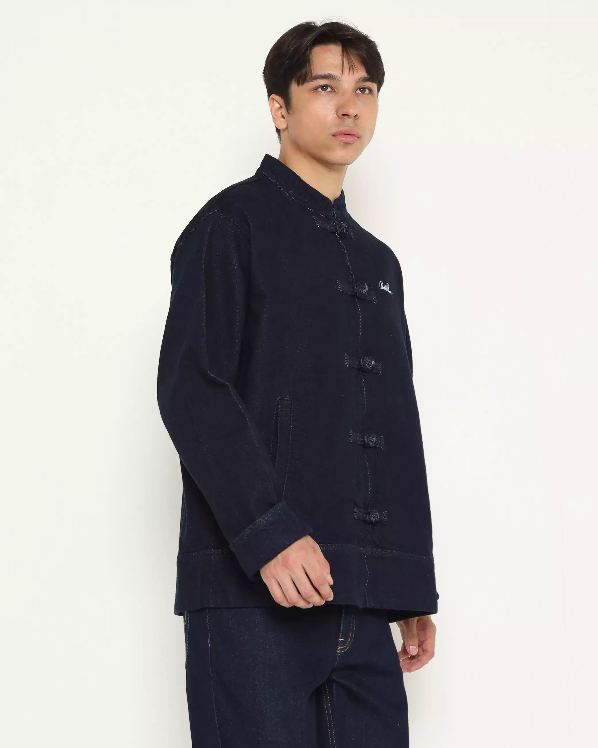 MEN'S BLUE CNY DENIM CHEONGSAM