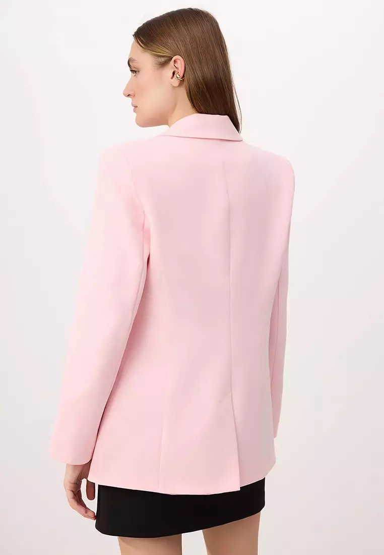 Pink Accessory Buttoned Regular Fit Woven Blazer Jacket Twoss26Bc2