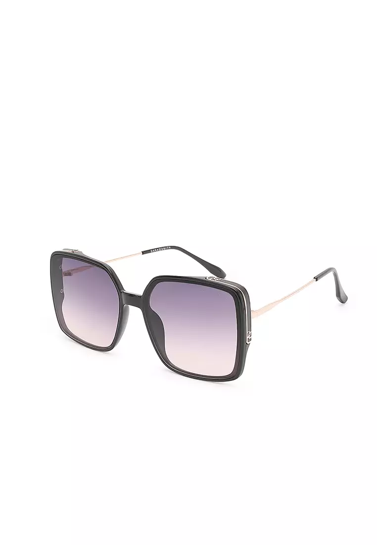 Unisex Fashion Sunglasses - Glossy Black / Grey-Light Pink