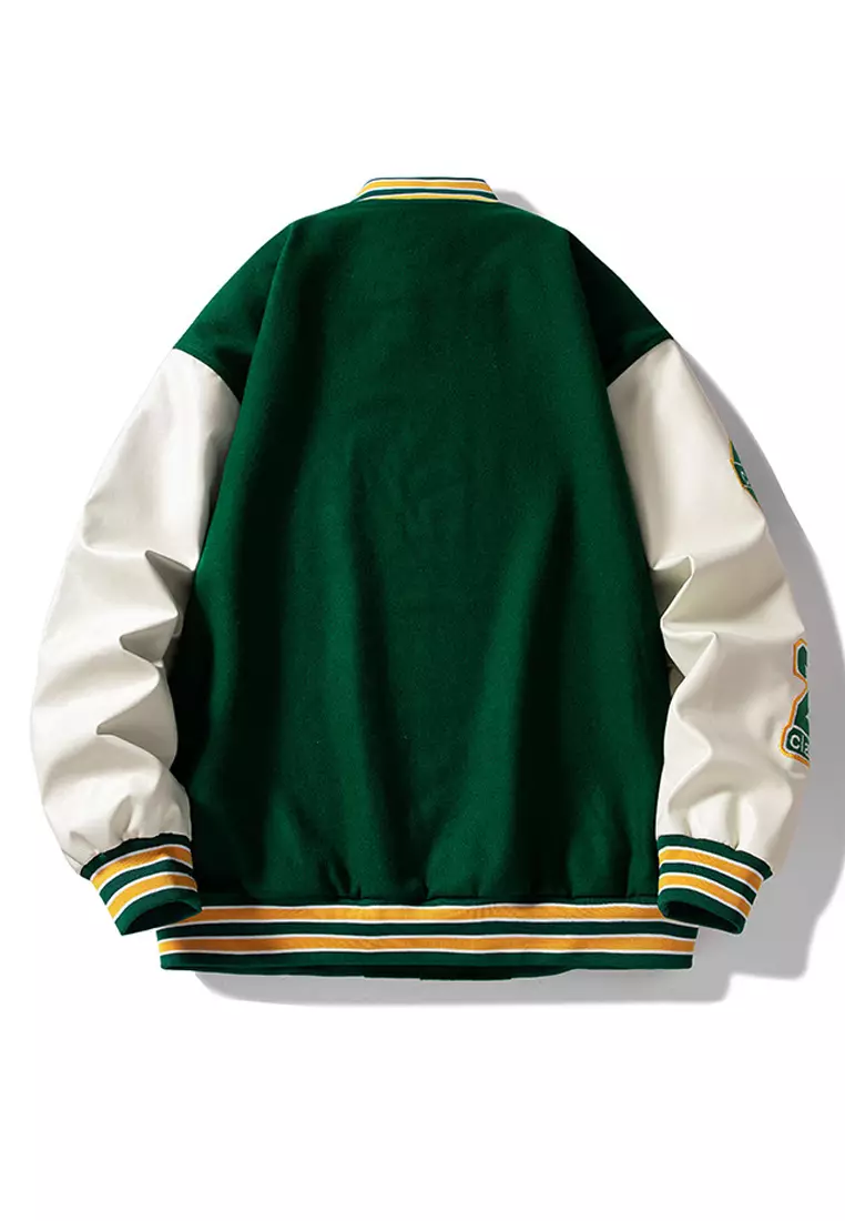 Contrast Embroidery Baseball Jacket LK-MD22119
