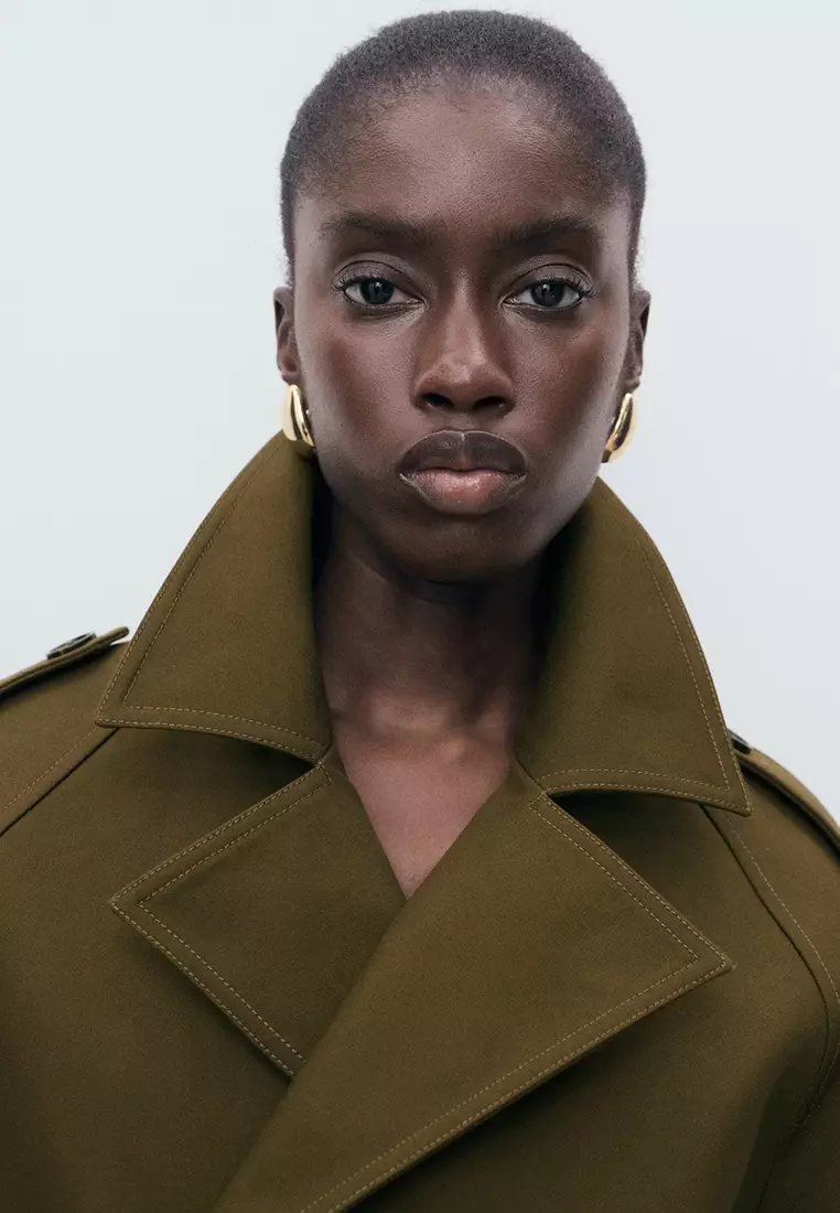 Oversized Short Double-Button Trench Coat