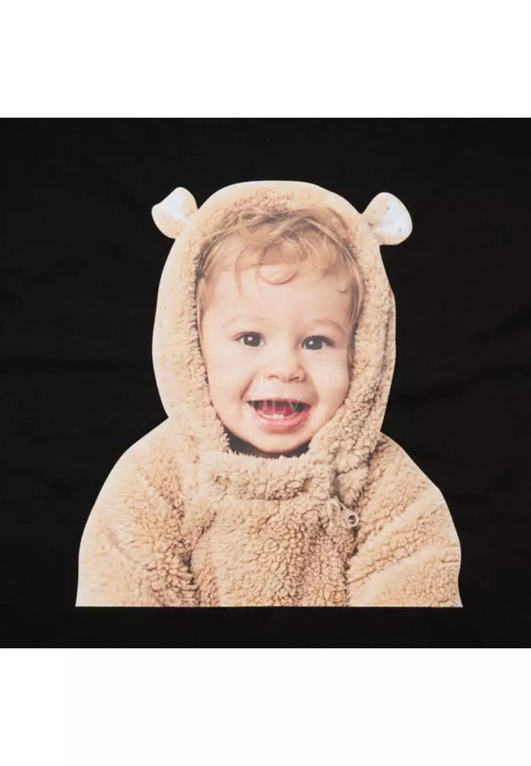 ADLV Baby Face Bear Doll Short Sleeve T-Shirt Black