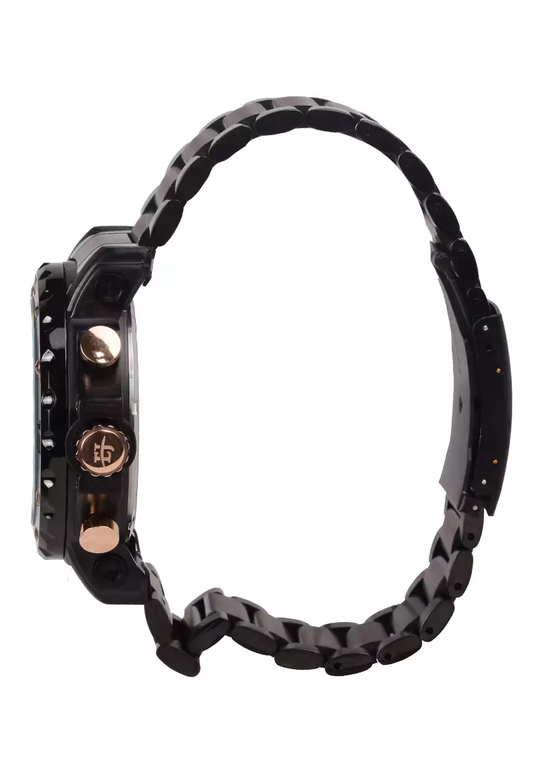 Evans Jayden Jam Tangan Chronograph Pria - Black Rosegold Stainless Steel - EJ-9841