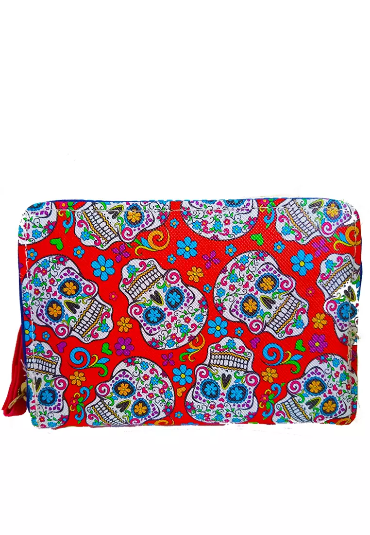 Flora Skull Bi Fold Wallet