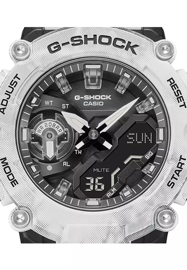 Men's Analog-Digital Watch GA-2200GC-7A Frozen Forest Carbon Core Guard White Resin Band Sport Watch
