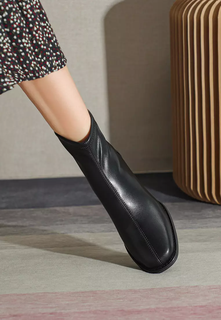 4CM 圓頭仿皮踝靴 839-2