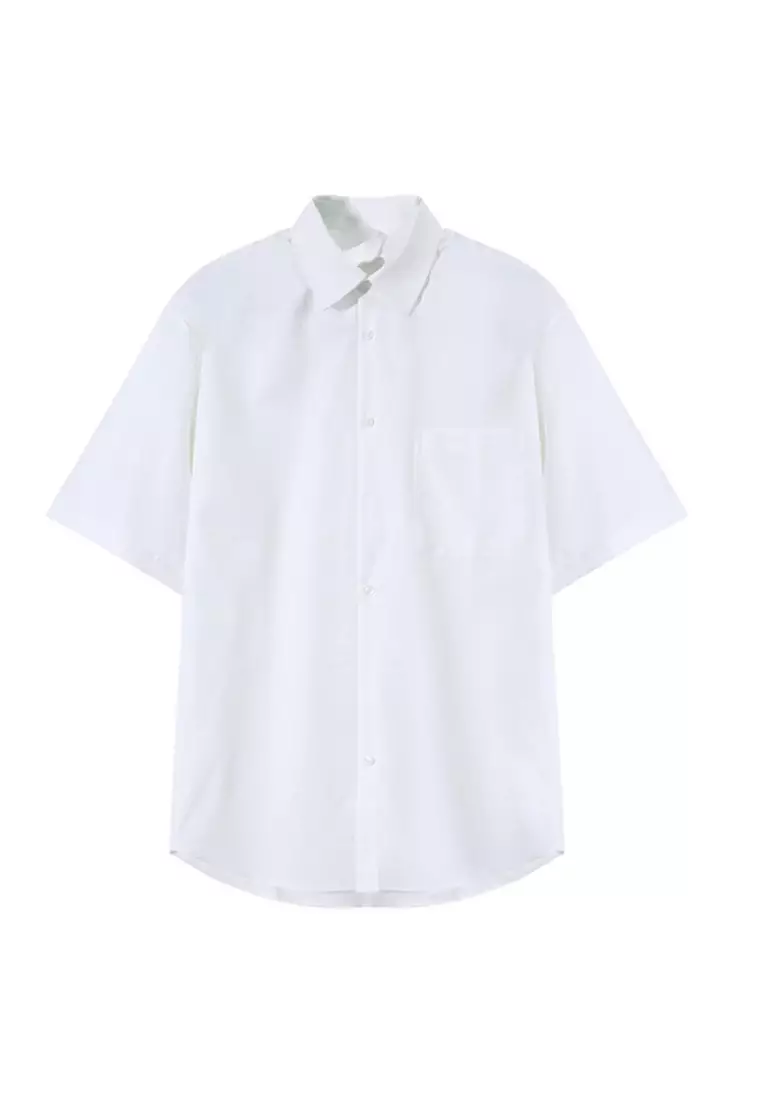 Buy Sunnydaysweety Men's short sleeve all-match solid color shirt ...