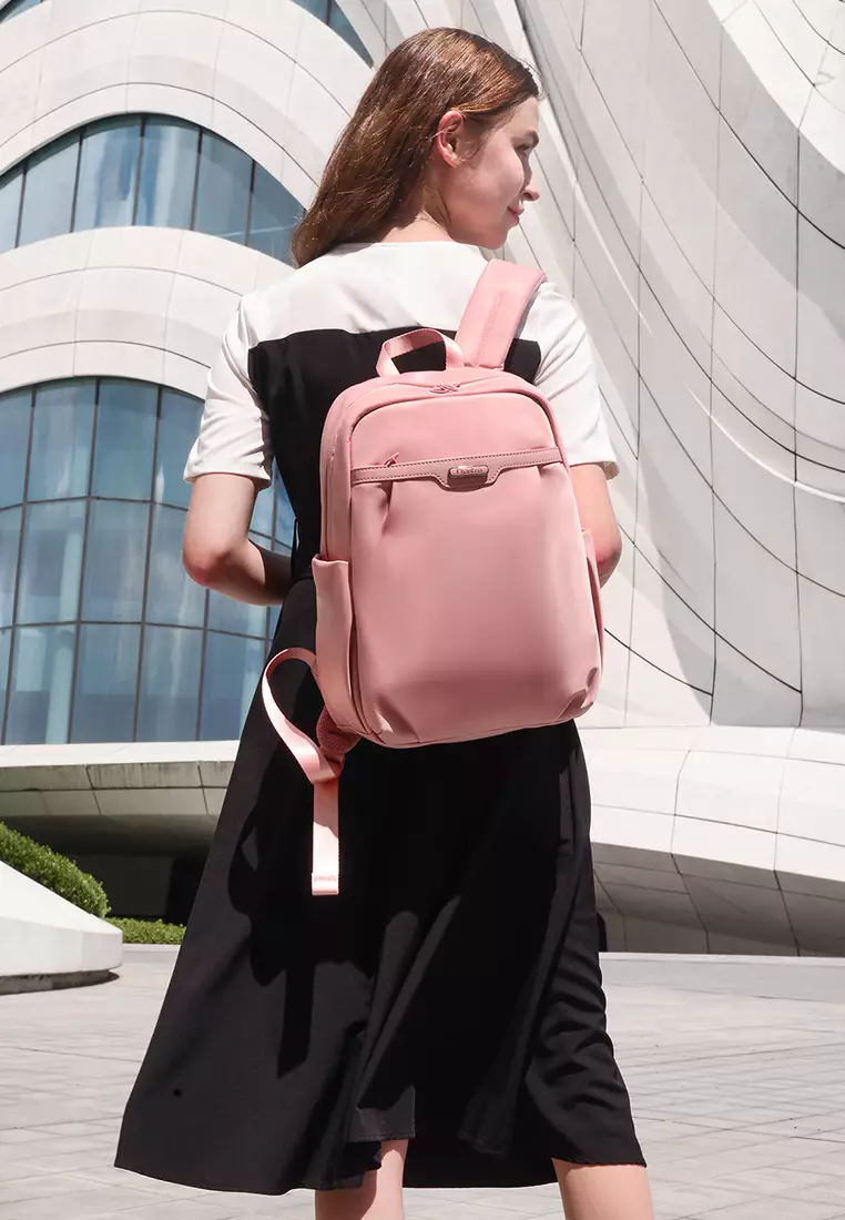 Solid Color 15.6'' Laptop Compartment Light Nylon Waterproof Knapsack Backpack For Women