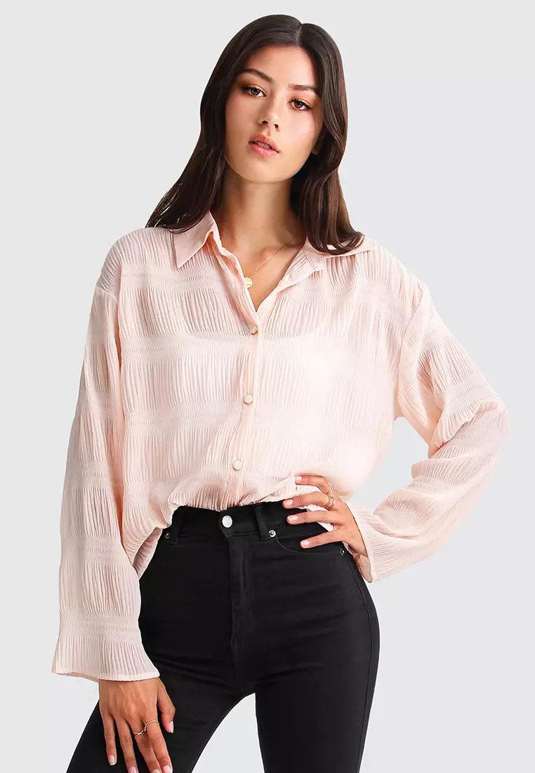 Buy Belle Bloom Yoko Shirred Chiffon Blouse Online ZALORA Malaysia