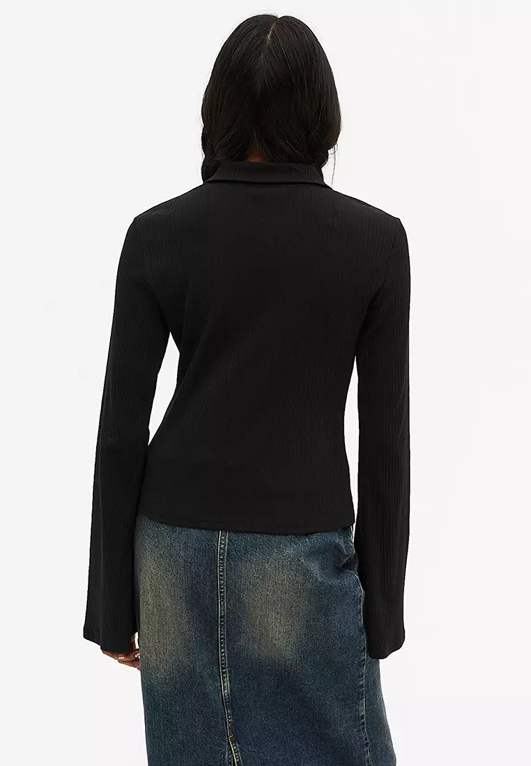Buy Monki Ribbed Shirt With Bell Sleeves 2024 Online ZALORA