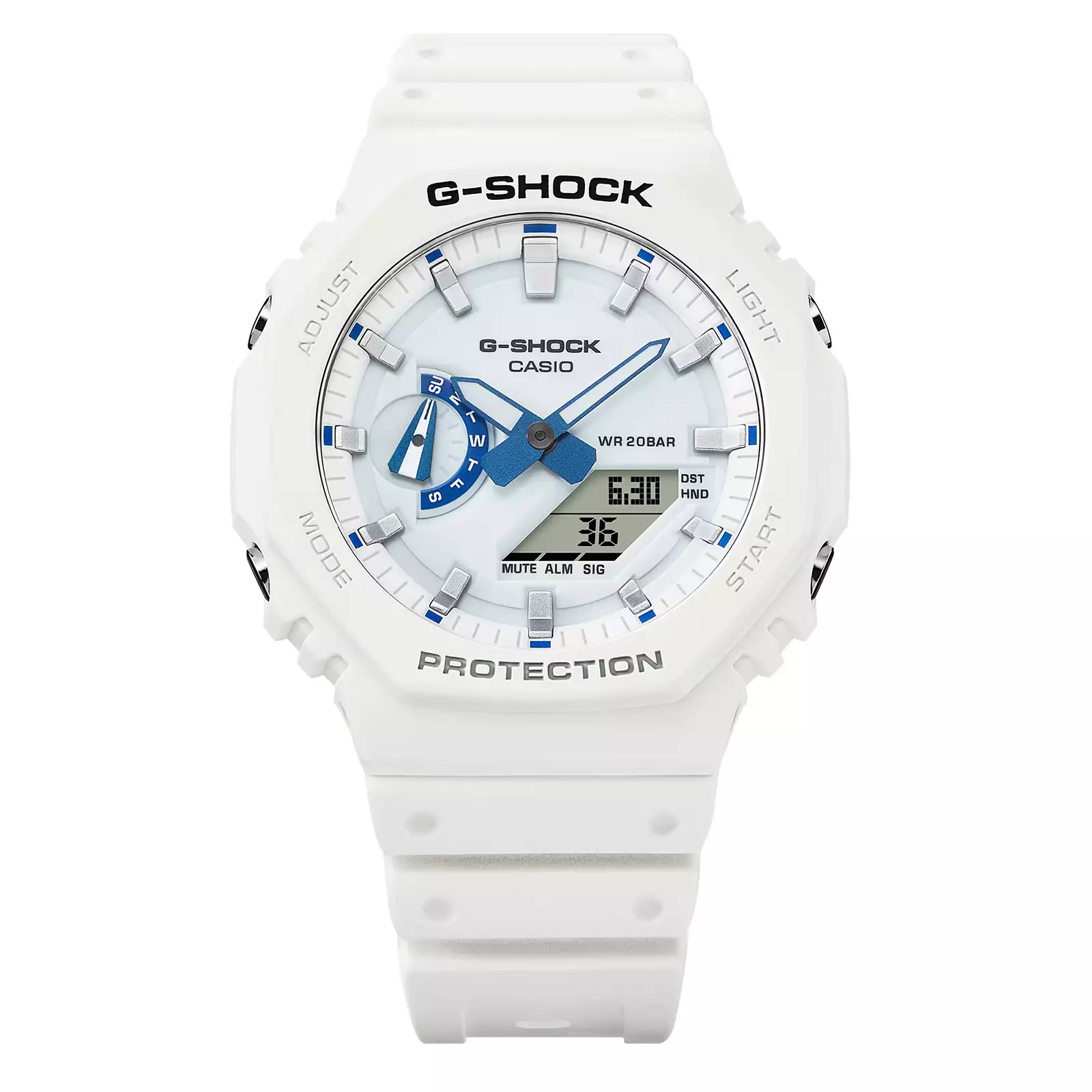 Casio G-Shock - Jam Tangan Analog Digital Pria - White Blue - Resin Band - GA-2100HDS-7A