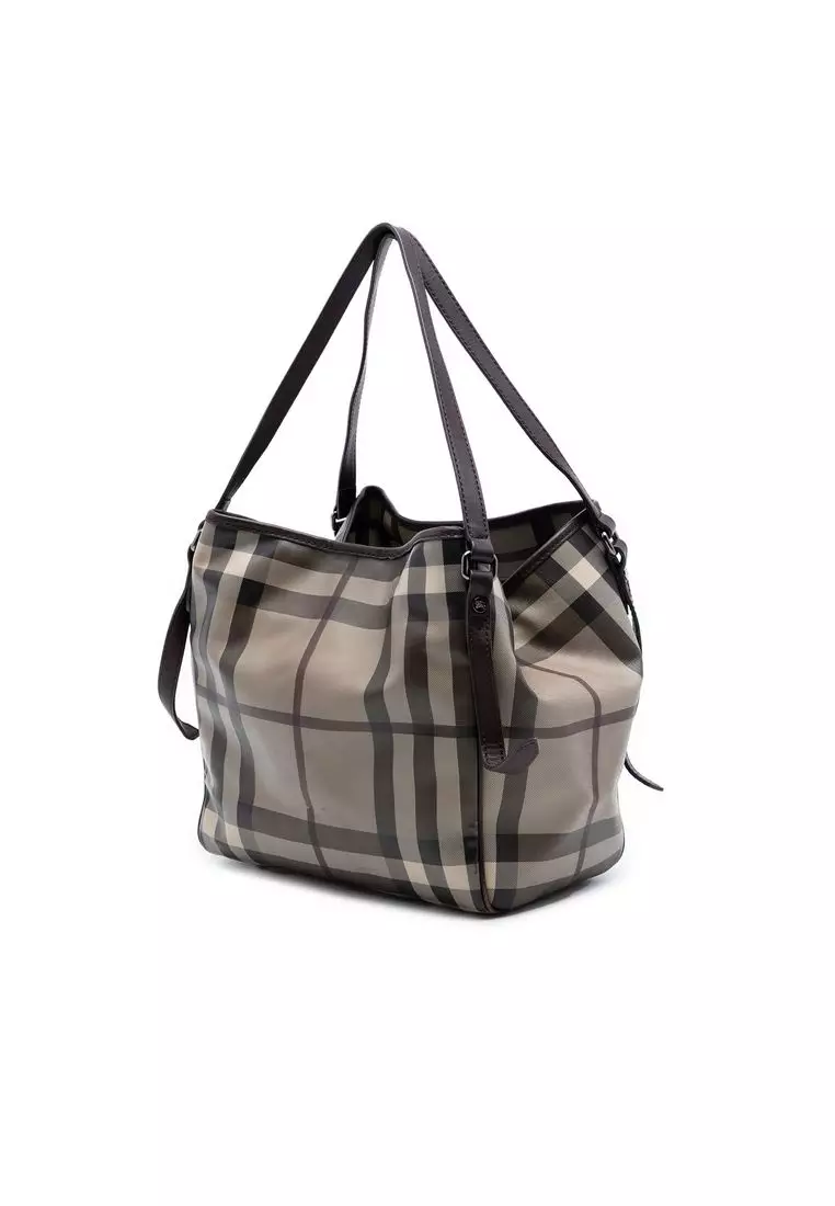 Pre-Loved Burberry Small Smoke Check Coated Canvas Canterbury Tote