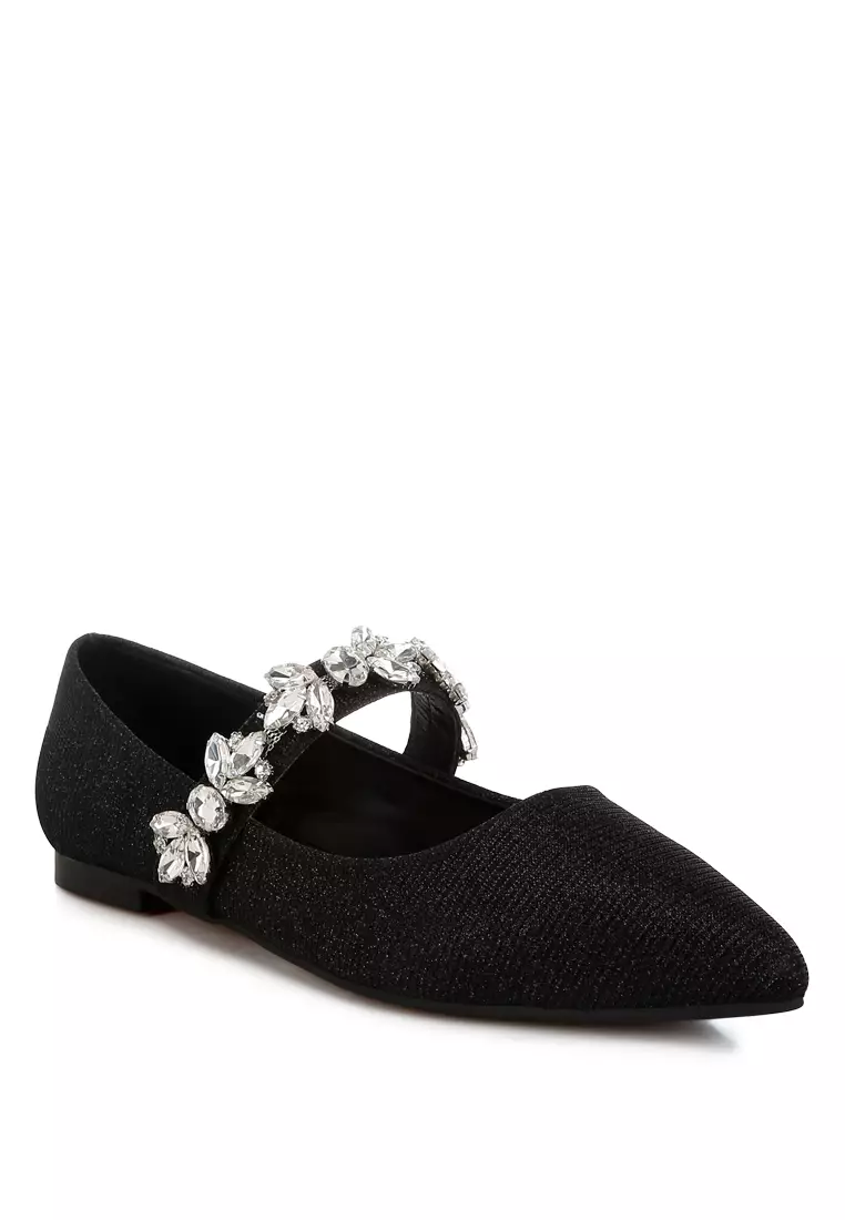 Bros Berlian Imitasi Balerina Glitter Warna Hitam