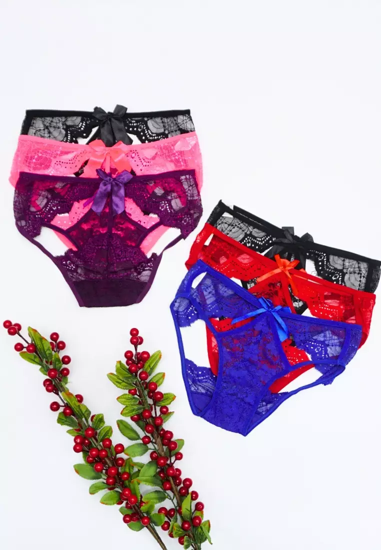 6 Pack Kelly Sexy Open Back Lace Panties Bundle B
