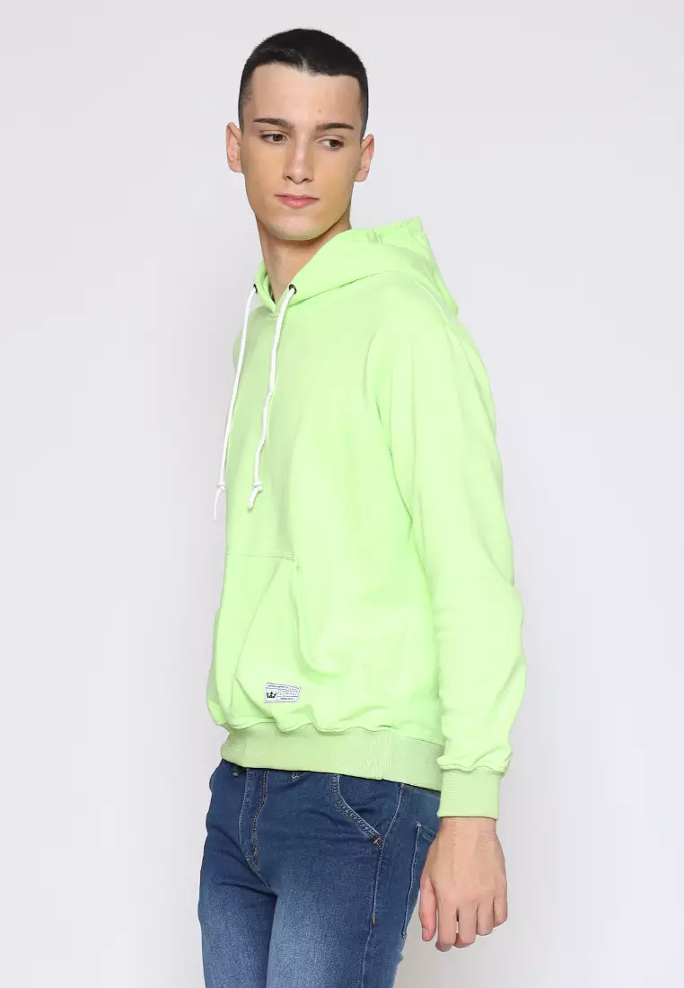 17SEVEN Hoodie basic Pria 028-HIJAU STABILO