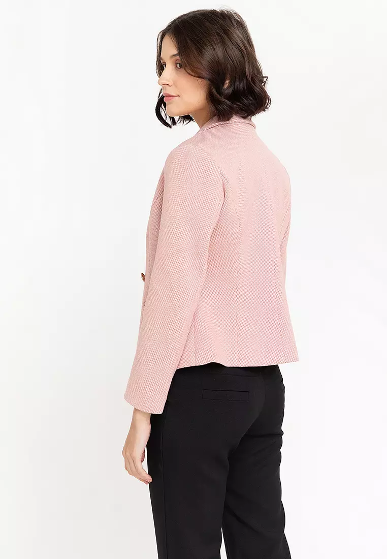 Wool Blend Cross Button Blazer