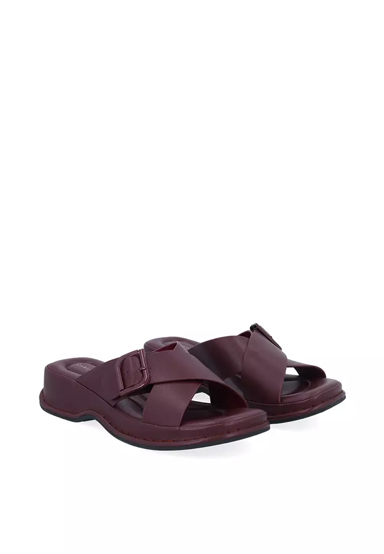 Maroon CR Juno Cross Sandals