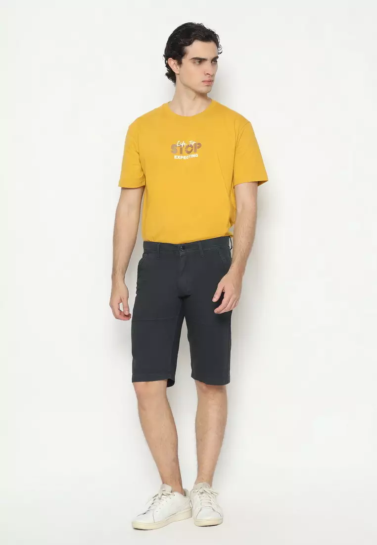 POLICE Celana Chino Pendek Cotton Premium Regular Fit Pria