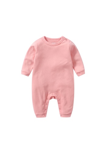 AKARANA BABY pink Quality Newborn Baby Long Sleeve Bodysuit / Baby Sleepwear One-Piece Double Sided Dupion Cotton - Pink F5DF4KA0443245GS_1